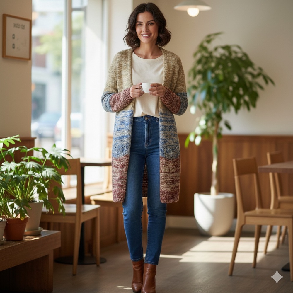 Hayden Textured Knit Cardigan in Earth Tones